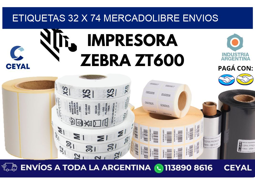 etiquetas 32 x 74 mercadolibre envios