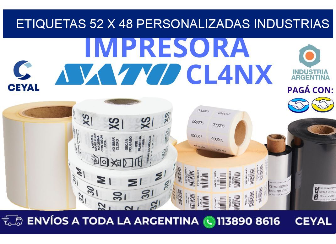etiquetas 52 x 48 personalizadas industrias