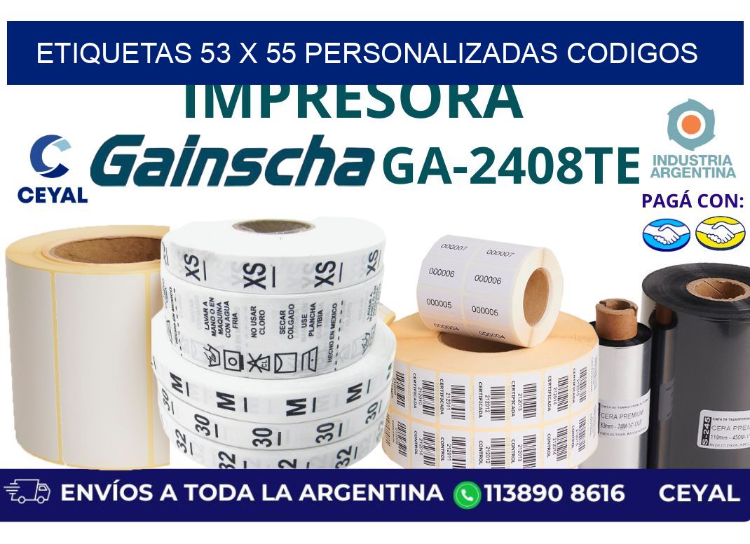 etiquetas 53 x 55 personalizadas codigos
