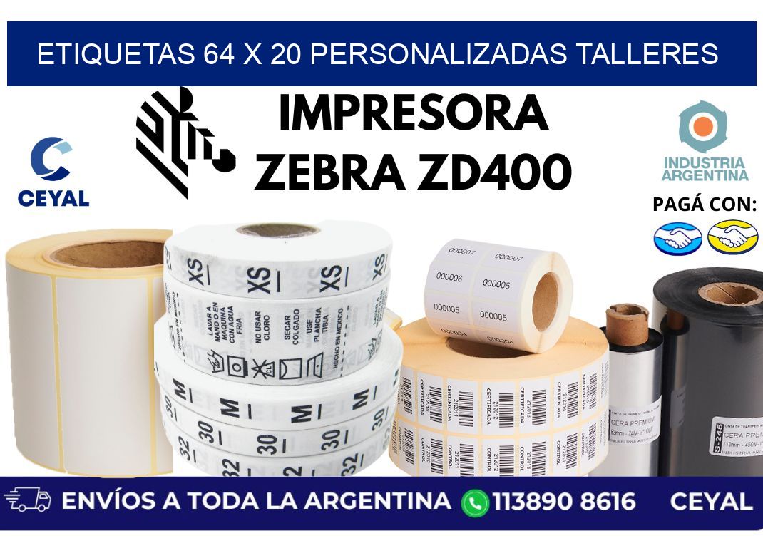 etiquetas 64 x 20 personalizadas talleres