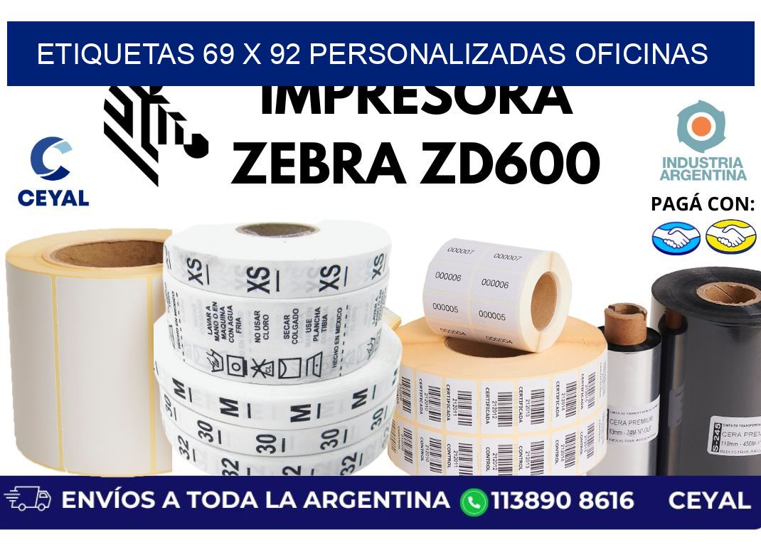 etiquetas 69 x 92 personalizadas oficinas