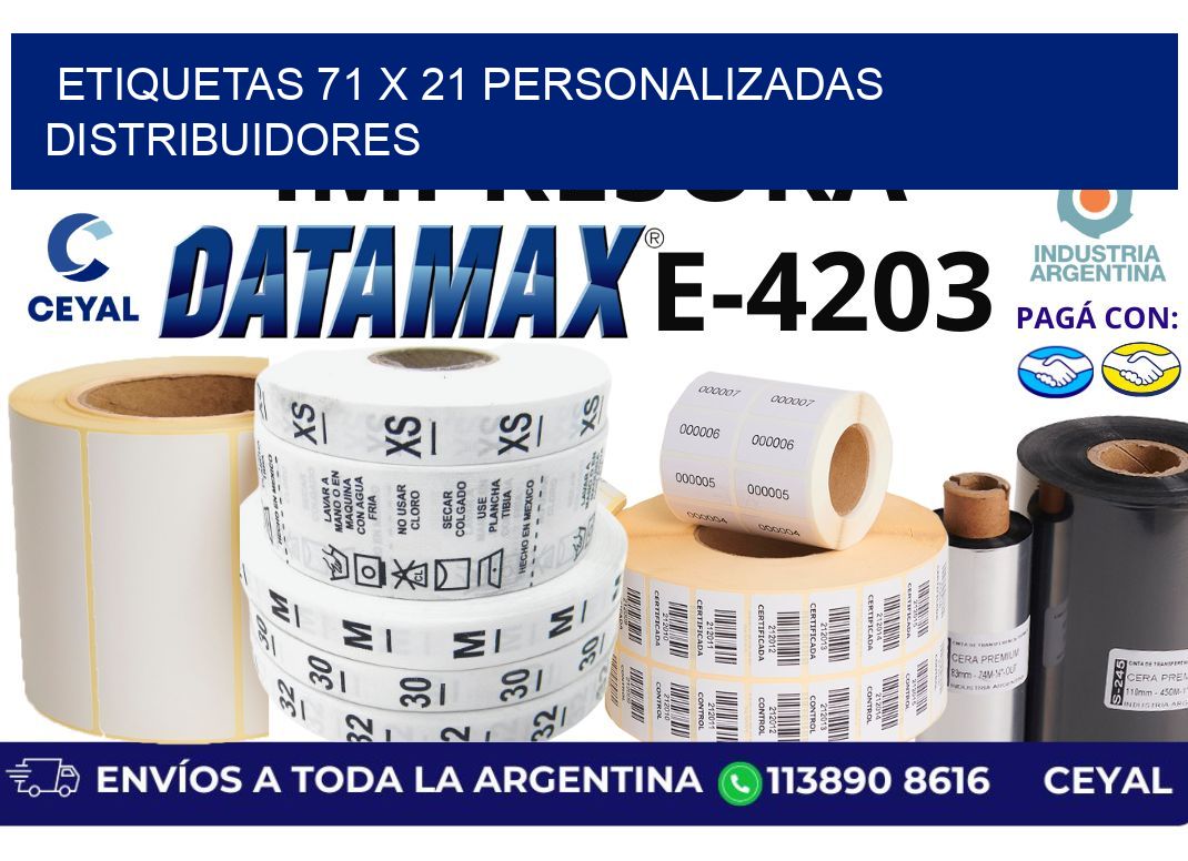 etiquetas 71 x 21 personalizadas distribuidores
