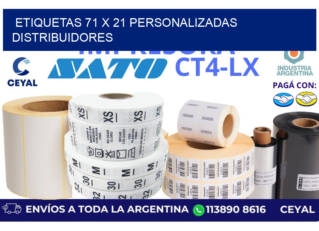 etiquetas 71 x 21 personalizadas distribuidores