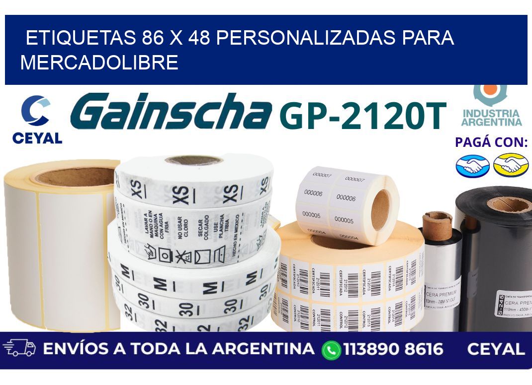 etiquetas 86 x 48 personalizadas para mercadolibre