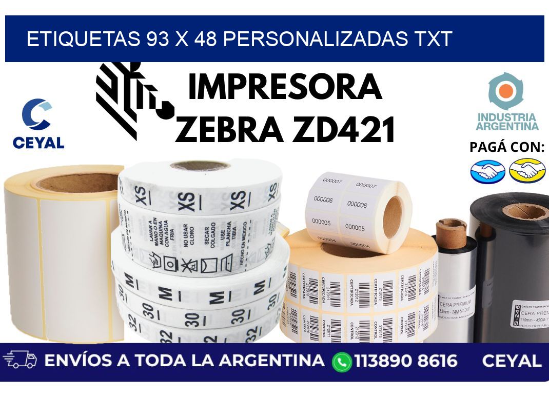 etiquetas 93 x 48 personalizadas txt