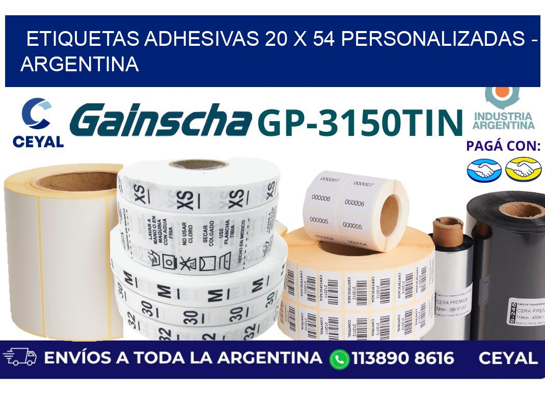 etiquetas adhesivas 20 x 54 personalizadas - Argentina