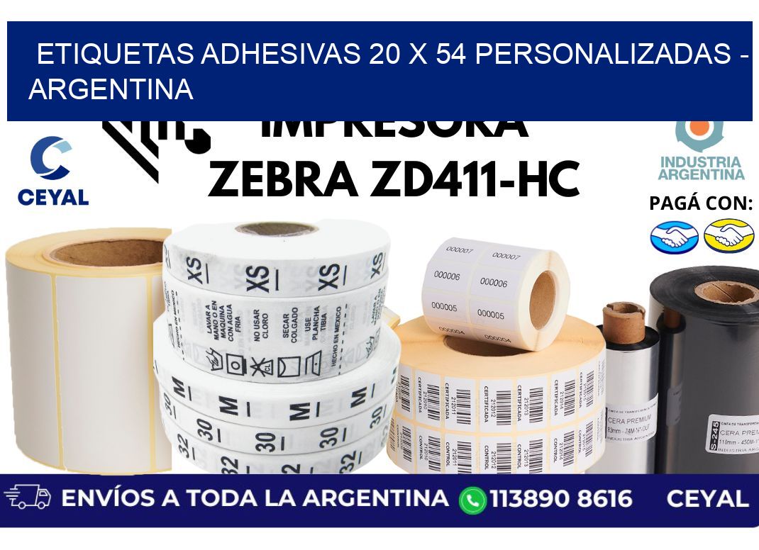 etiquetas adhesivas 20 x 54 personalizadas - Argentina