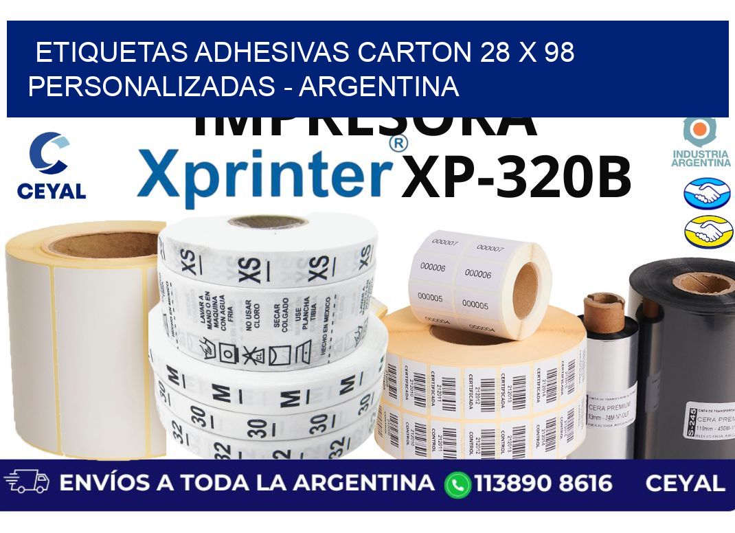 etiquetas adhesivas carton 28 x 98 personalizadas - Argentina