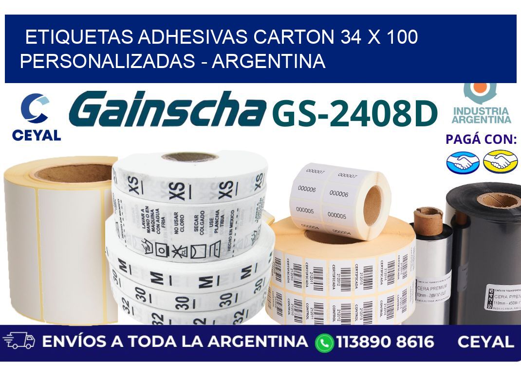 etiquetas adhesivas carton 34 x 100 personalizadas - Argentina