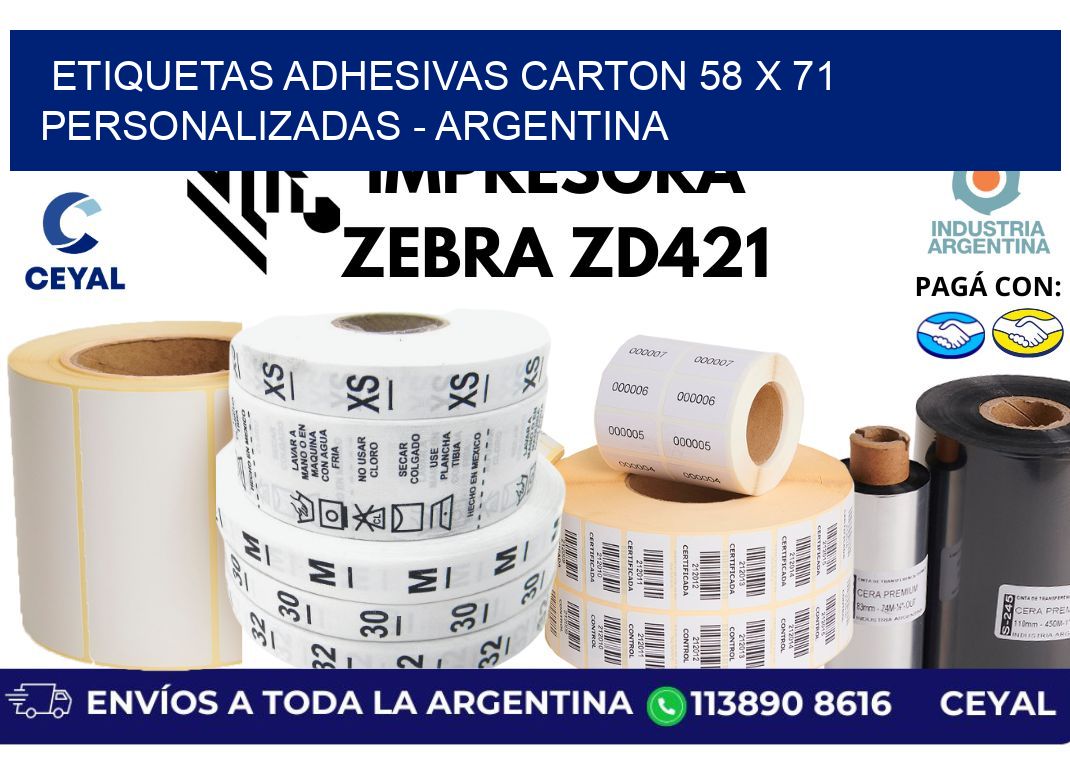 etiquetas adhesivas carton 58 x 71 personalizadas - Argentina