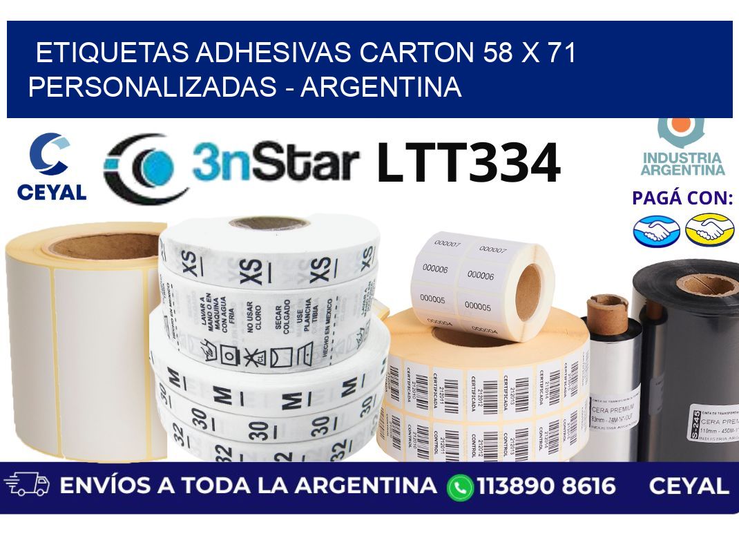 etiquetas adhesivas carton 58 x 71 personalizadas – Argentina