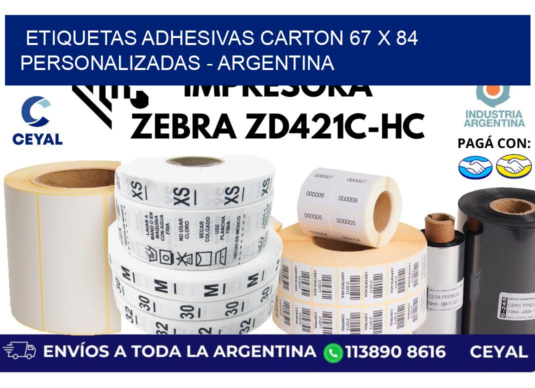 etiquetas adhesivas carton 67 x 84 personalizadas - Argentina