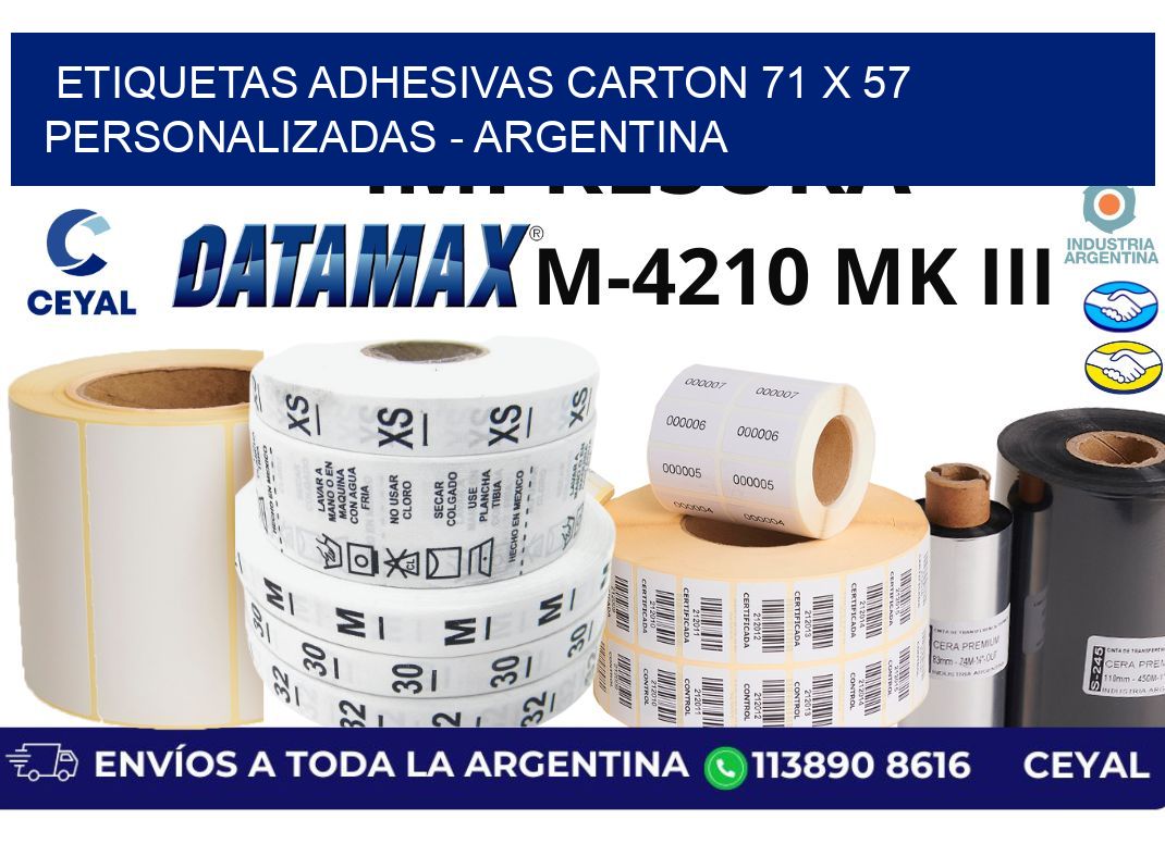 etiquetas adhesivas carton 71 x 57 personalizadas - Argentina