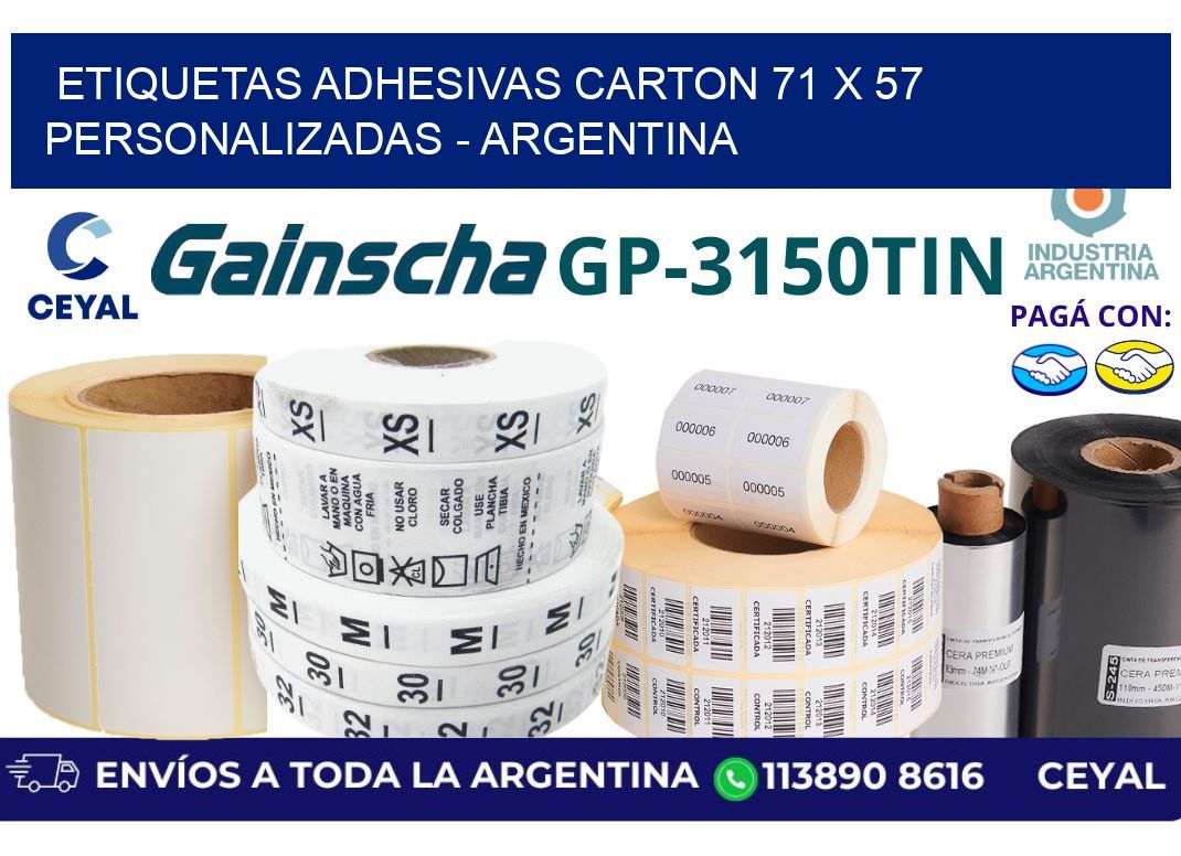 etiquetas adhesivas carton 71 x 57 personalizadas - Argentina