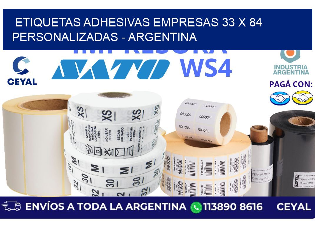 etiquetas adhesivas empresas 33 x 84 personalizadas – Argentina