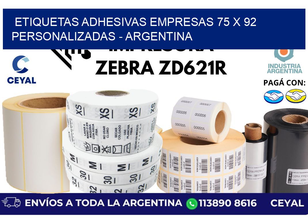 etiquetas adhesivas empresas 75 x 92 personalizadas - Argentina