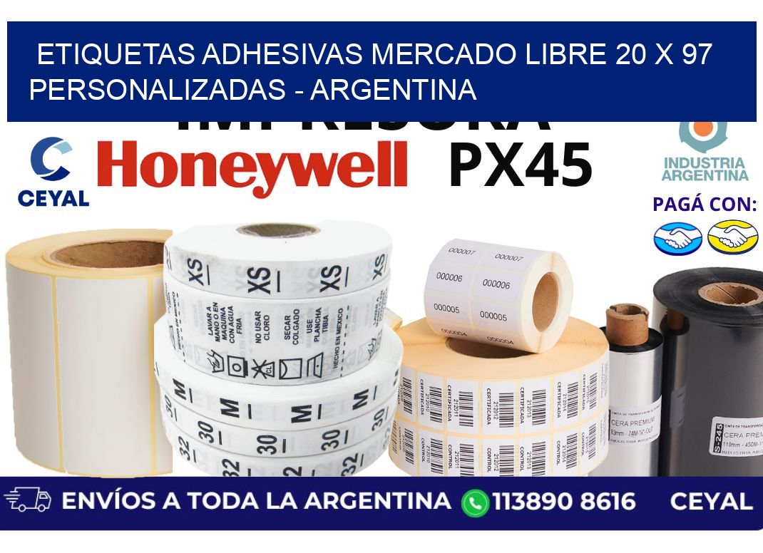 etiquetas adhesivas mercado libre 20 x 97 personalizadas – Argentina