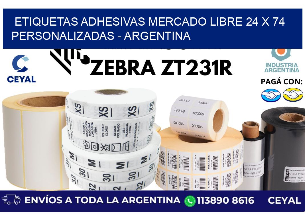 etiquetas adhesivas mercado libre 24 x 74 personalizadas - Argentina