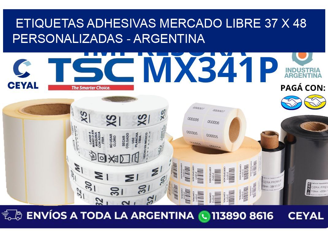 etiquetas adhesivas mercado libre 37 x 48 personalizadas - Argentina