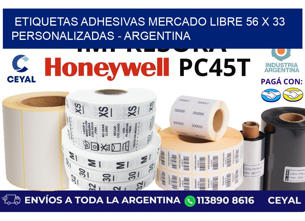 etiquetas adhesivas mercado libre 56 x 33 personalizadas - Argentina