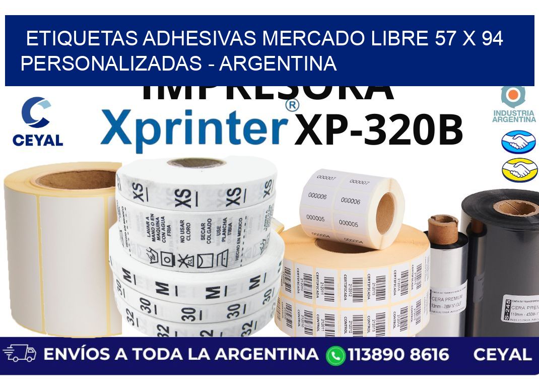 etiquetas adhesivas mercado libre 57 x 94 personalizadas - Argentina