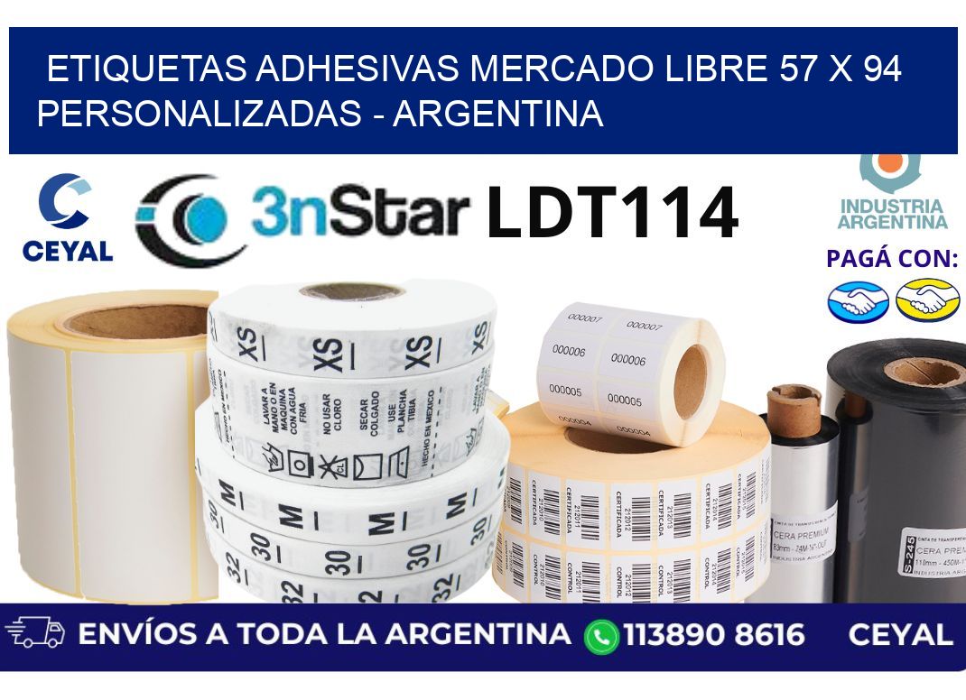 etiquetas adhesivas mercado libre 57 x 94 personalizadas – Argentina