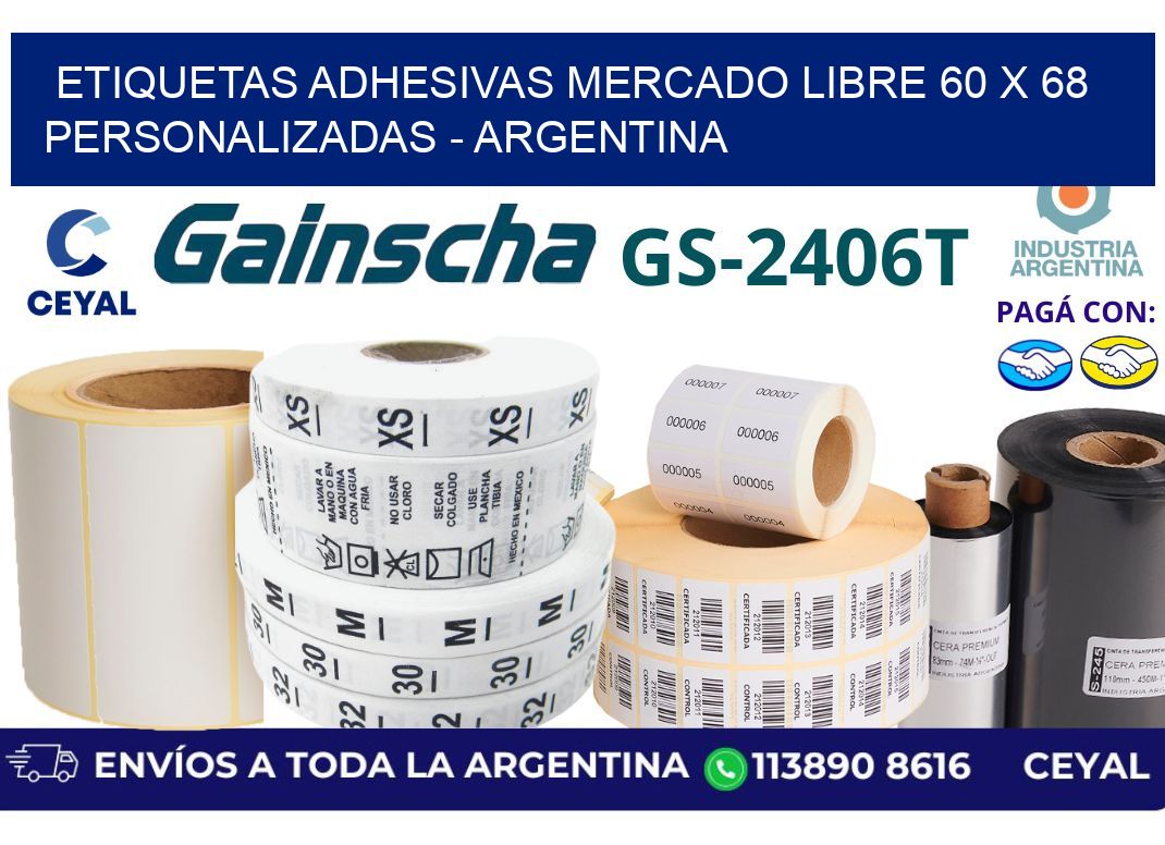 etiquetas adhesivas mercado libre 60 x 68 personalizadas - Argentina