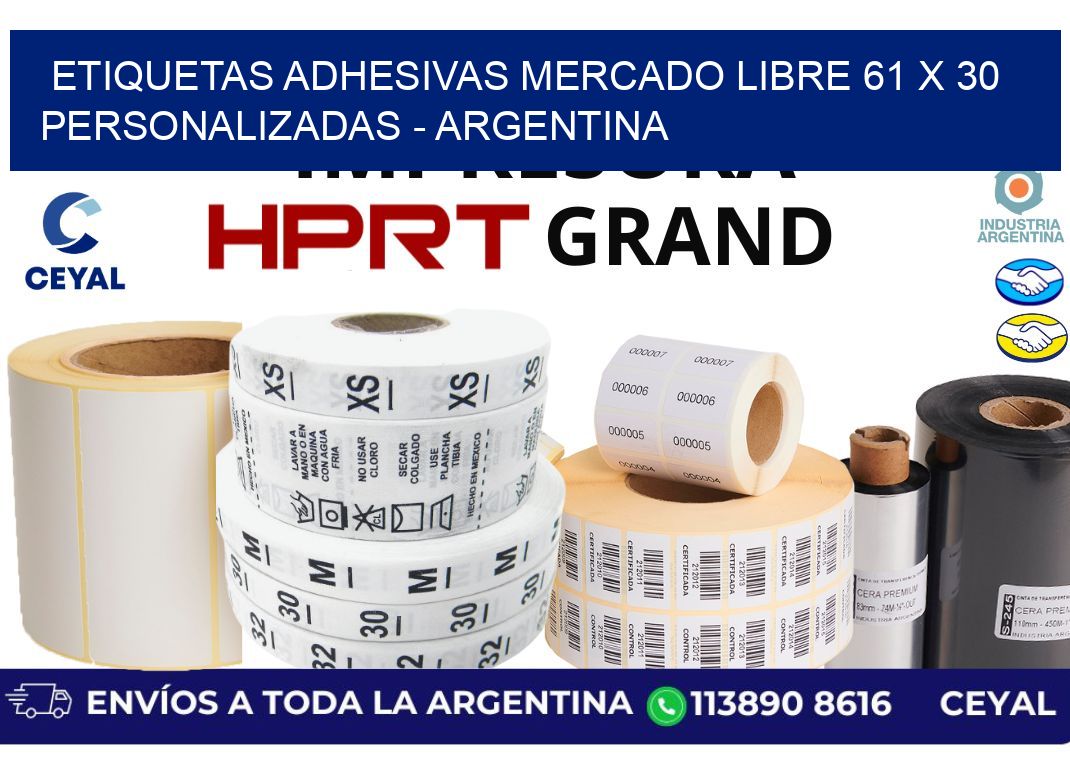 etiquetas adhesivas mercado libre 61 x 30 personalizadas – Argentina
