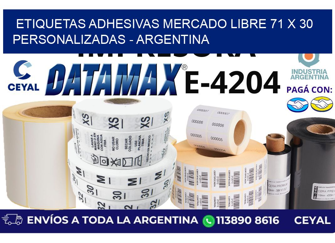 etiquetas adhesivas mercado libre 71 x 30 personalizadas - Argentina