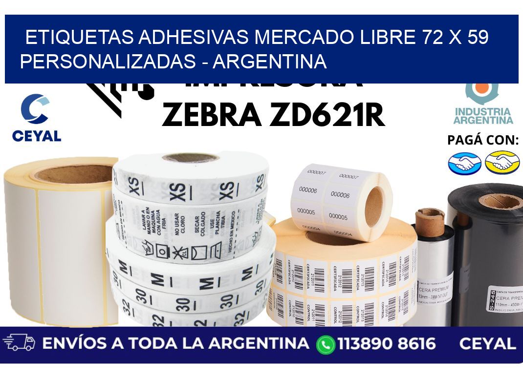 etiquetas adhesivas mercado libre 72 x 59 personalizadas - Argentina