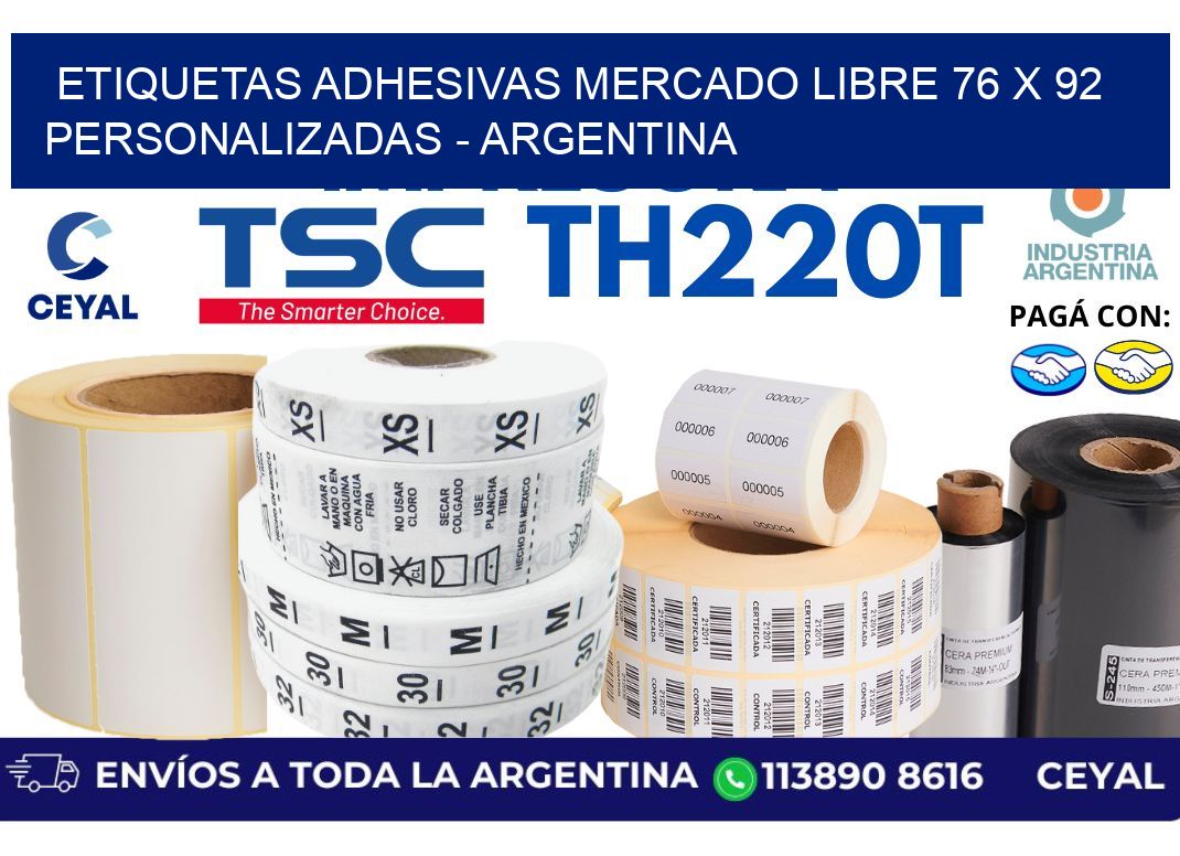 etiquetas adhesivas mercado libre 76 x 92 personalizadas - Argentina