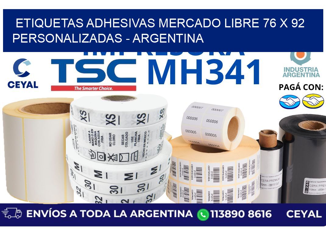 etiquetas adhesivas mercado libre 76 x 92 personalizadas - Argentina