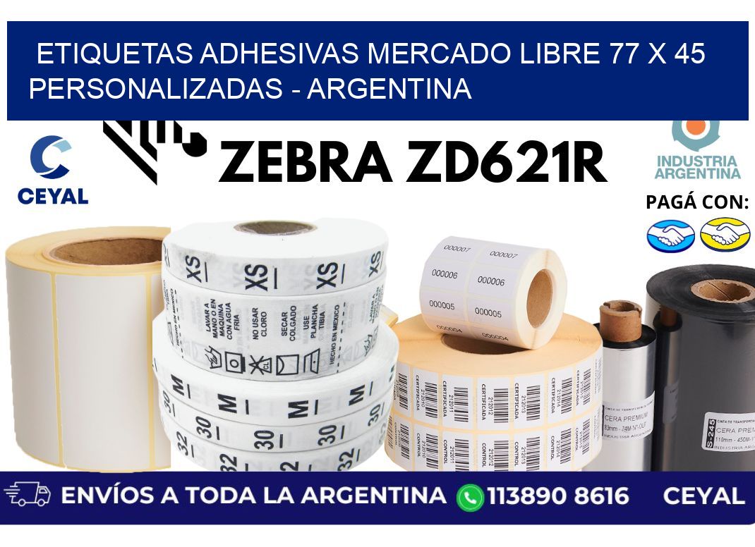 etiquetas adhesivas mercado libre 77 x 45 personalizadas - Argentina