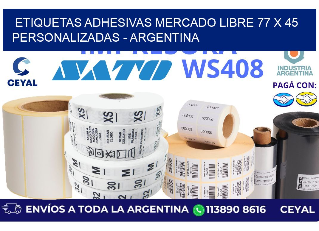 etiquetas adhesivas mercado libre 77 x 45 personalizadas – Argentina