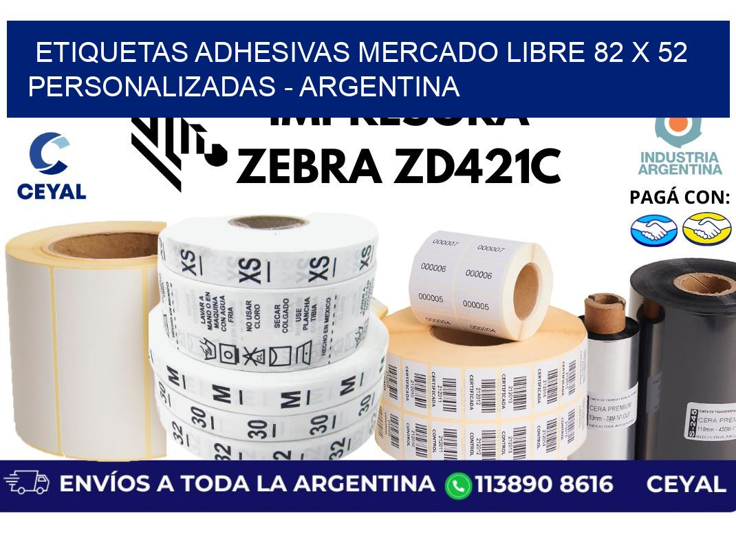 etiquetas adhesivas mercado libre 82 x 52 personalizadas - Argentina