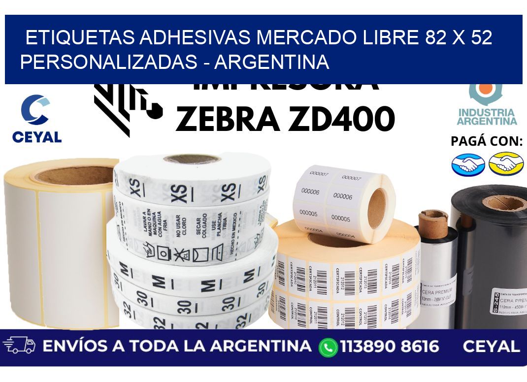 etiquetas adhesivas mercado libre 82 x 52 personalizadas – Argentina