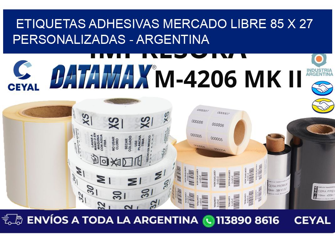 etiquetas adhesivas mercado libre 85 x 27 personalizadas - Argentina