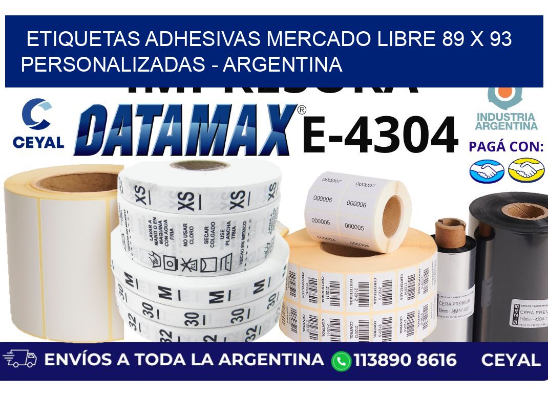 etiquetas adhesivas mercado libre 89 x 93 personalizadas - Argentina