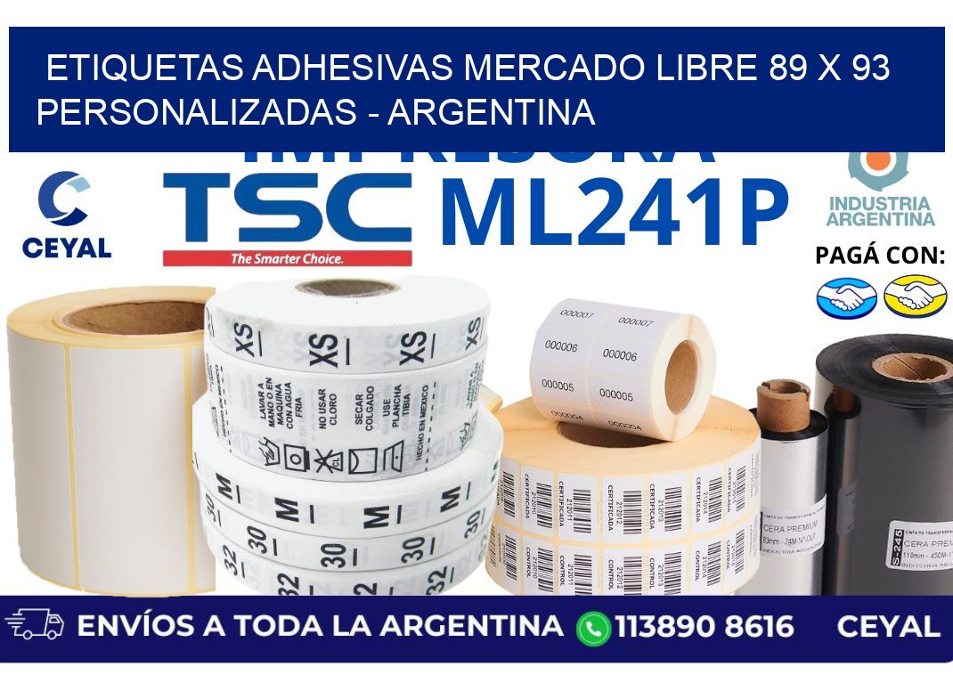 etiquetas adhesivas mercado libre 89 x 93 personalizadas – Argentina