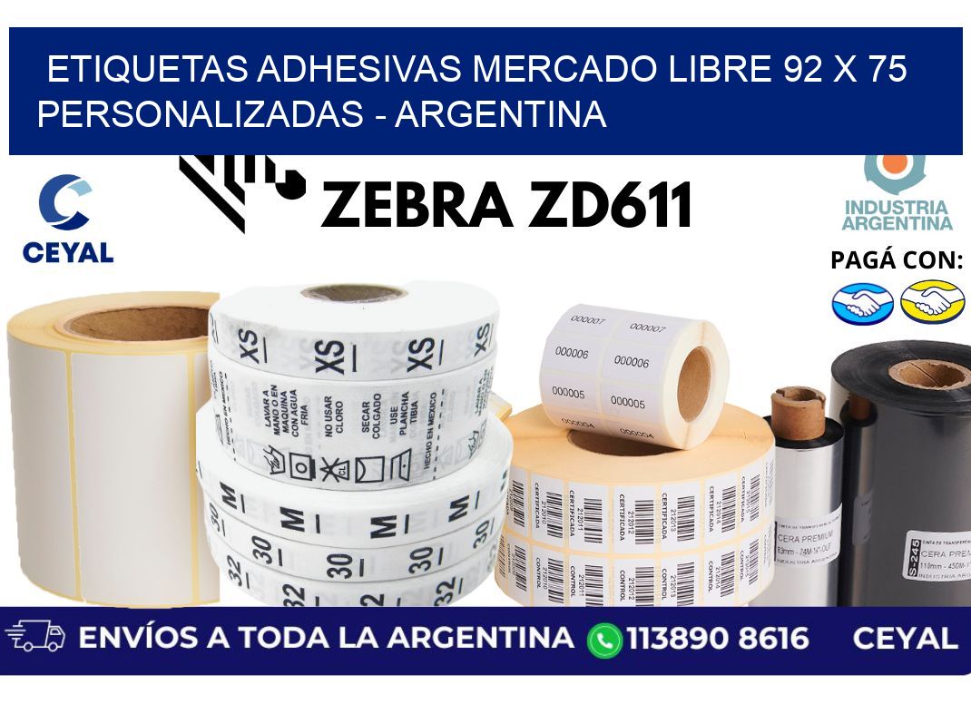 etiquetas adhesivas mercado libre 92 x 75 personalizadas – Argentina