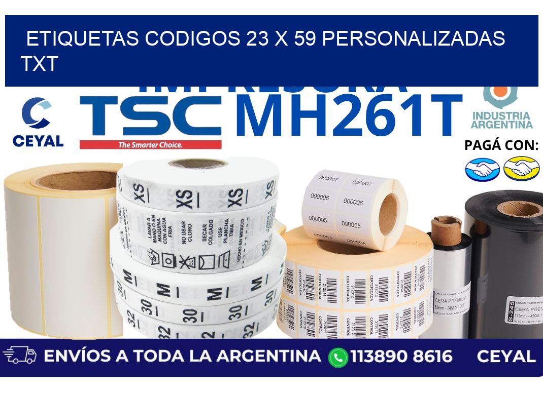 etiquetas codigos 23 x 59 personalizadas txt