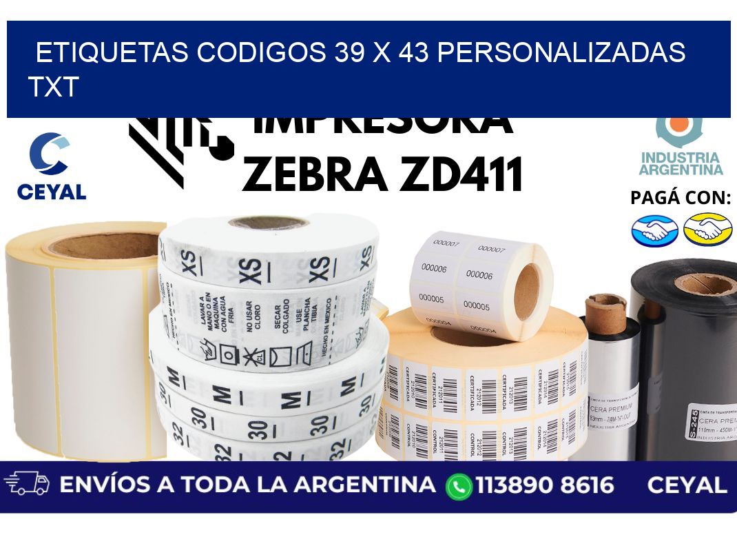 etiquetas codigos 39 x 43 personalizadas txt