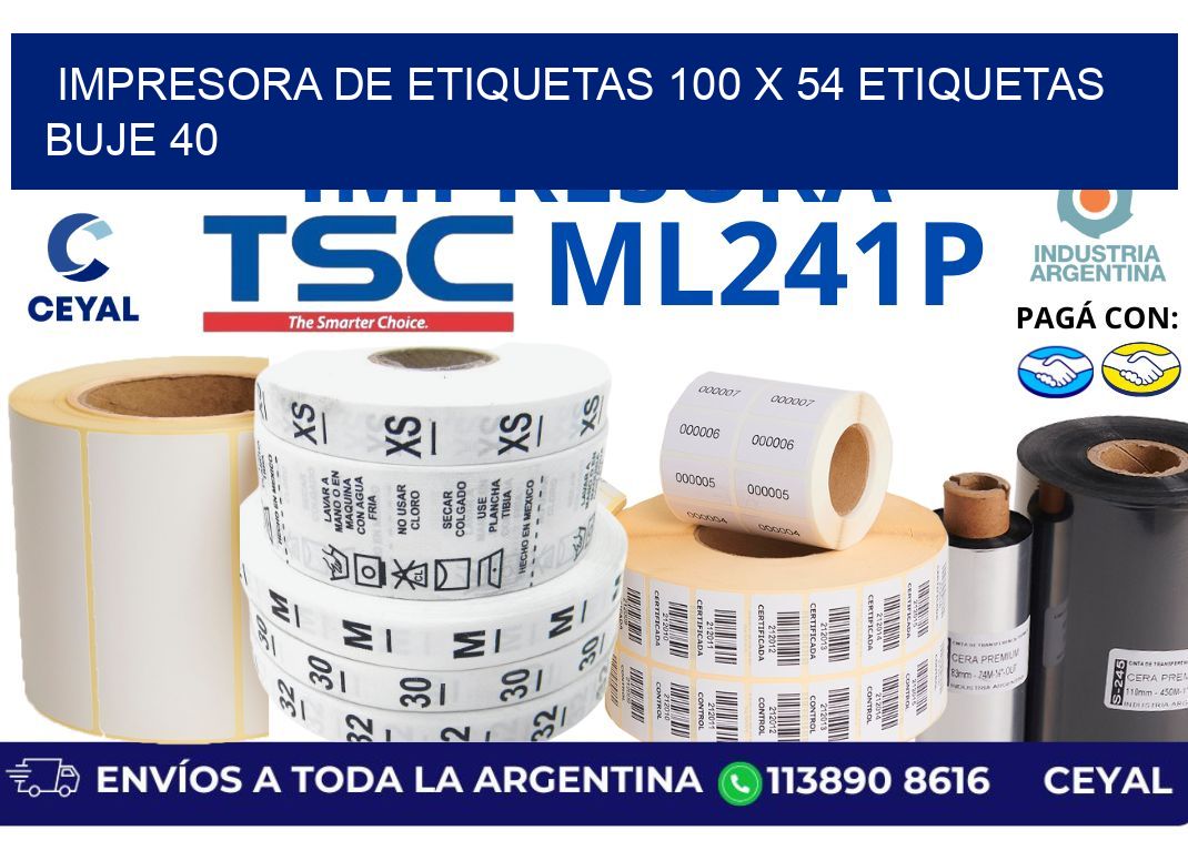 impresora de etiquetas 100 x 54 etiquetas buje 40