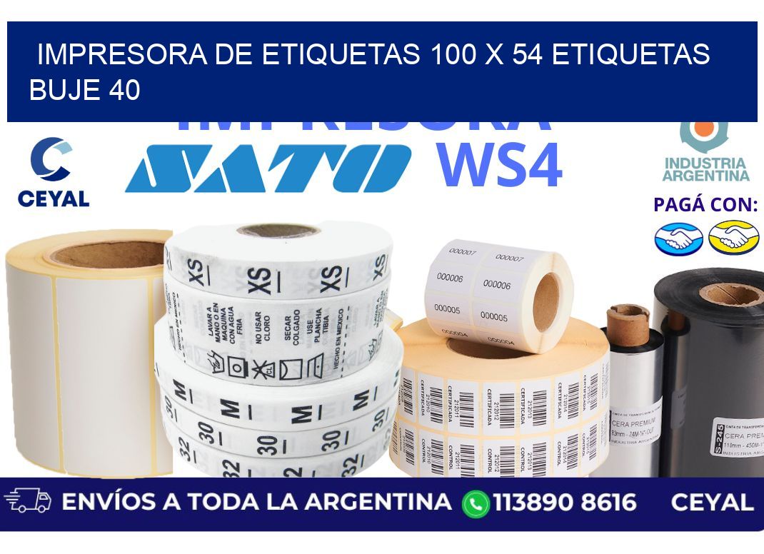 impresora de etiquetas 100 x 54 etiquetas buje 40