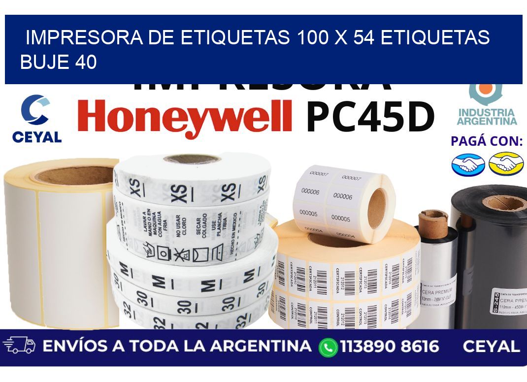 impresora de etiquetas 100 x 54 etiquetas buje 40