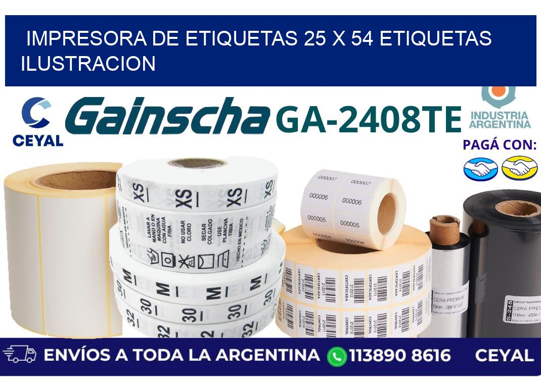 impresora de etiquetas 25 x 54 etiquetas ilustracion