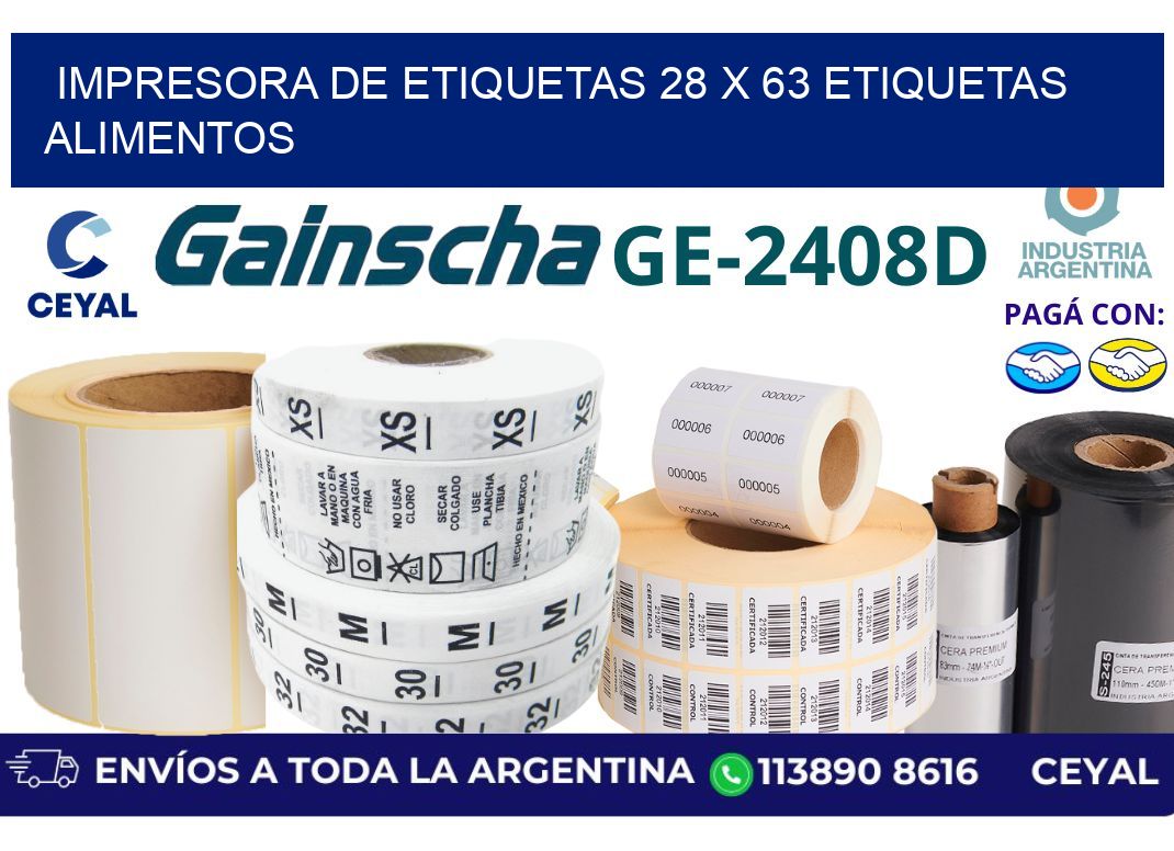 impresora de etiquetas 28 x 63 etiquetas alimentos