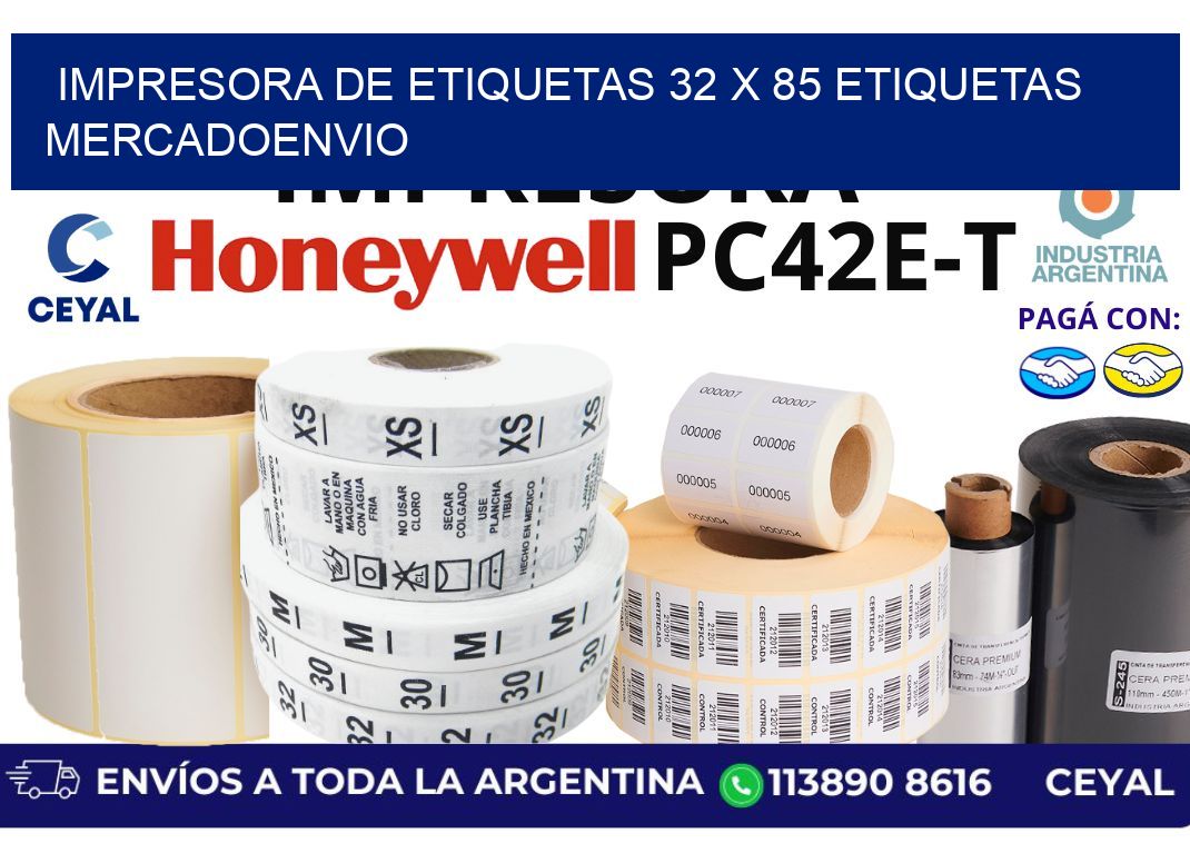impresora de etiquetas 32 x 85 etiquetas mercadoenvio