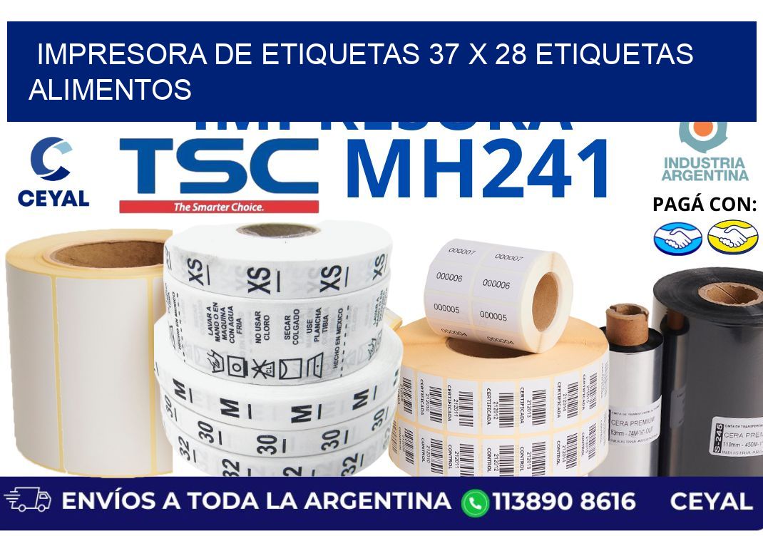 impresora de etiquetas 37 x 28 etiquetas alimentos