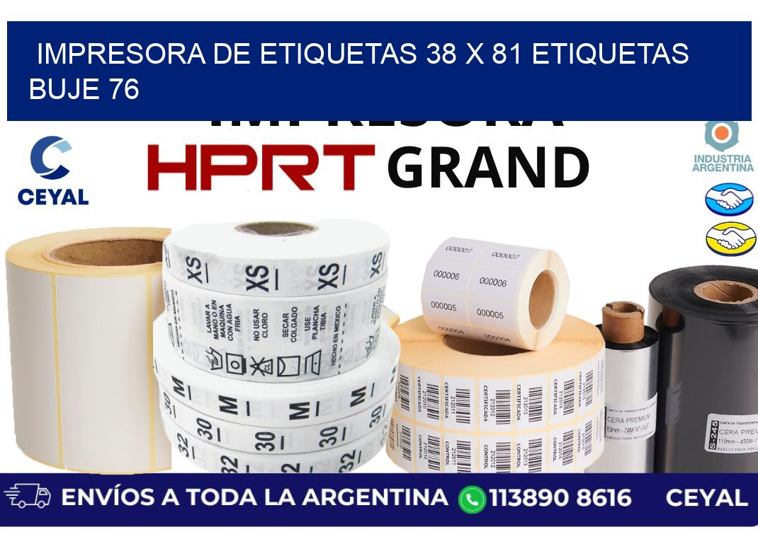 impresora de etiquetas 38 x 81 etiquetas buje 76